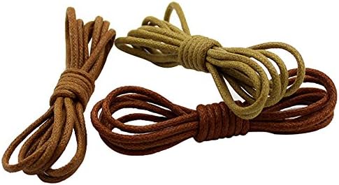 CHRISLZ (3 Pairs) Premium Waxed Shoe Laces Thin Round Black or Brown 3 Sizes Shoelaces (100, rbybk)