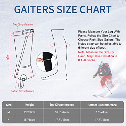 RUNACC Leg Gaiters Waterproof Shoe Gaiters for Outdoor Hiking Walking Hunting Mountain Climbing and Snowshoeing, Anti-Tear Oxford Fabric