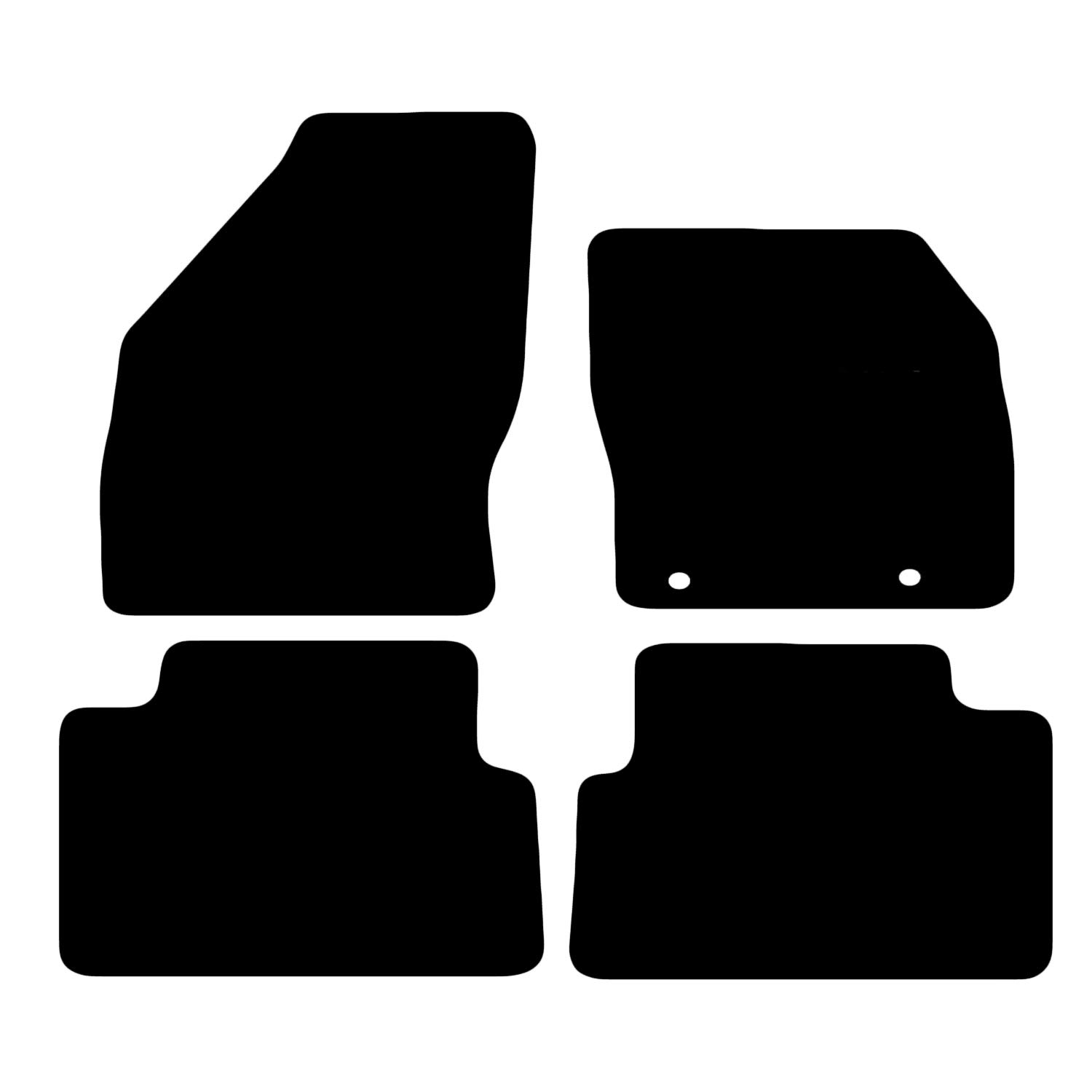 Carsio Carpet Car Mats For Ford Focus C Max (2003 2011) 4 Piece Set with 2 Oval Clips Tailored Fit Floor Mat Complete Accessory Black Custom Fitted - All Weather, Anti-Slip Backing & Black Trim