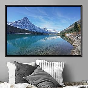 signwin Framed Canvas Wall Art Winter Lake Aerial...
