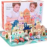 HomeMall Wooden Building Blocks Set, City