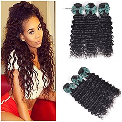 Curly deep Wave Bundles Human Hair 9A 100% Uprocessed Brazilian Loose Deep Wave Curly Bundles Human Hair for Black Woman Deep Wave Human Hair Bundles (12 14 16)
