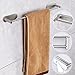 HOMEIDEAS 3M Self Adhesive Towel Bar 15.6-Inch Towel Hanger Bathroom SUS304 Stainless Steel Towel Rack Bath Wall Shelf Hanging Towel Stick On Sticky Hanger,Brushed Nickel