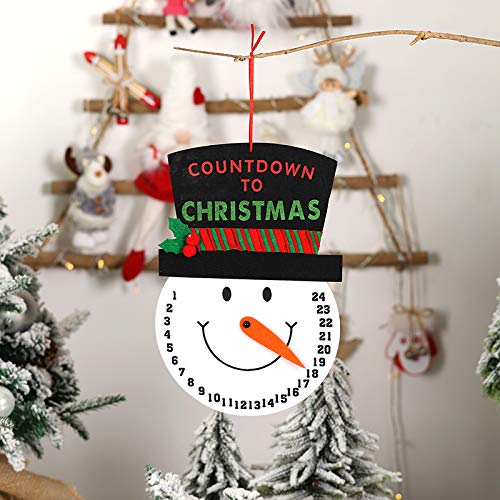 eBoutik - 3D Haning Countdown To Christmas - Festive Re-Usable Traditional Advent Calendar For Children - Fabric 24 Days Countdown to Xmas Decoration Novelty Fun - Snowman Nose