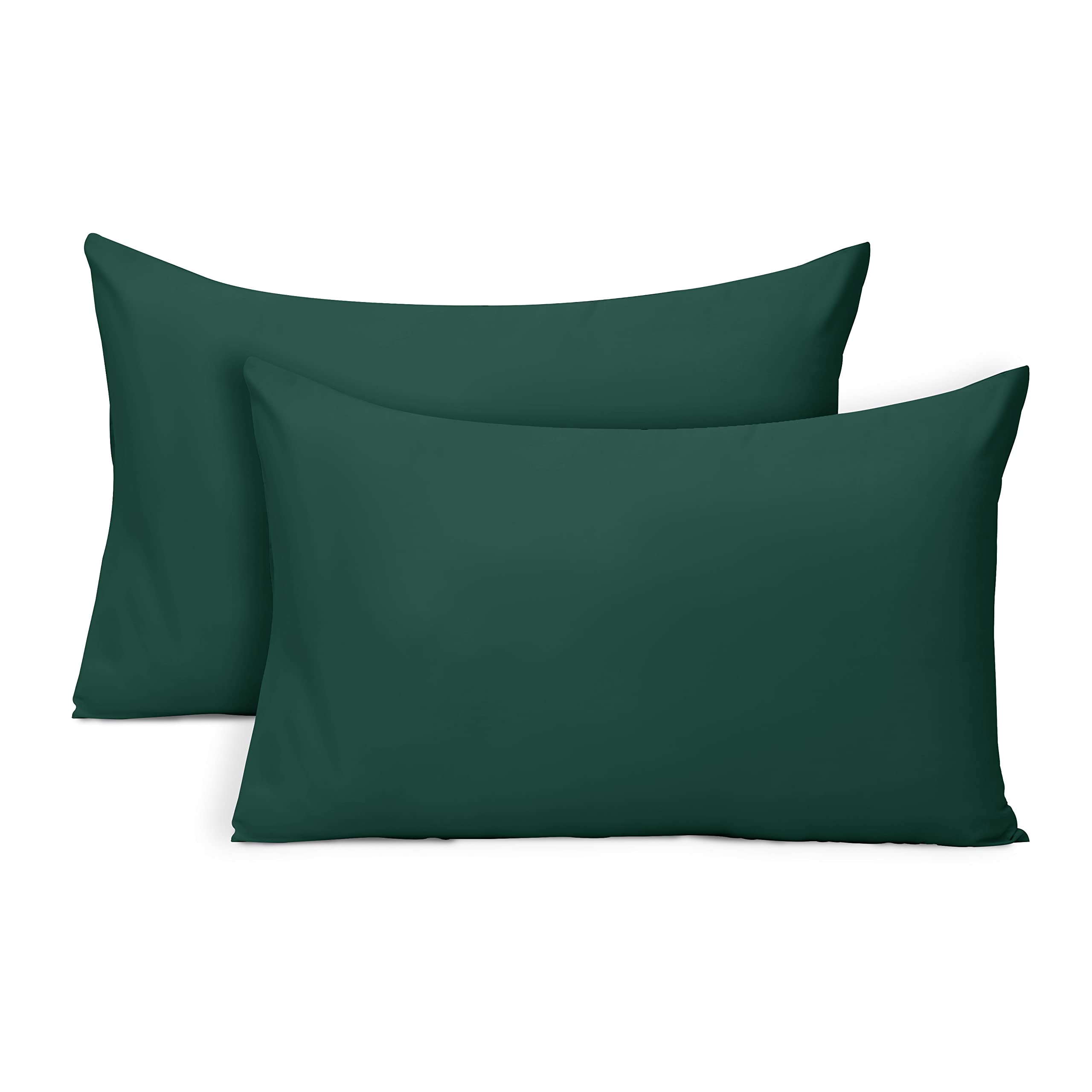 Imperial Rooms Pillow Cases 2 Pack Super Soft Easy Care Fade Resistant Brushed Microfibre Pillow Covers (Emerald, Pillow Cases 2 Pack)