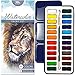 MozArt Supplies Watercolor Paint Essential Set - 24 Vibrant Colors - Lightweight and Portable - Perfect for Budding Hobbyists and Professional Artists - Paintbrush Included