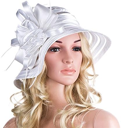 SYBKNSTW Women's Floppy Packable Wide Brim Sun Shade Derby Beach Straw Hat White