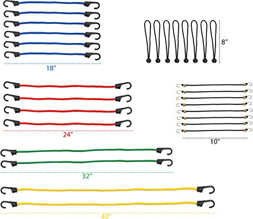 image for KING-A-MA-JIGS 30 Pack - Premium Grade Bungee Cords Assortment - Varie