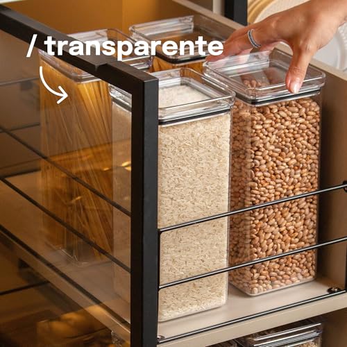 Kit Organizador de Alimentos Lumini Paramount – Potes Herméticos Transparentes para Mantimentos, Grãos, Massas, Cereais e Organização da Cozinha (12)