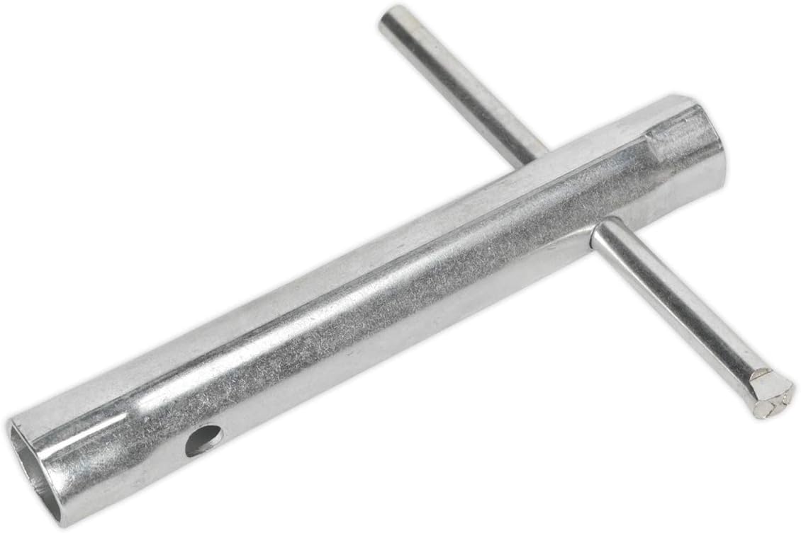 Sealey Ms157 Double End Long Reach Spark Plug Box Spanner 16/18Mm with L-Bar, White, 205mm