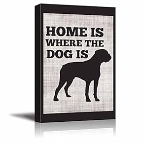 Home is Where The Dog is - Boxer - Cute Typographic Slihouette Design - Fun Young Design - Canvas Art Home Art - 12x18 inches