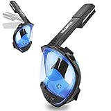 Asmeten Full Face Snorkel Mask 2018 Newest Foldable Panoramic View Snorkeling Mask with Detachable Camera Mount, Dry Top Set Easy Breath Anti-fog Anti-leak for Adults and Kids