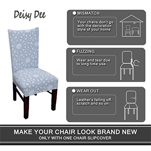 Deisy Dee Stretch Chair Cover Removable Washable for Hotel Dining Room Ceremony Chair Slipcovers Pack of 6 (G)