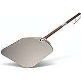 Q Pizza Aluminum Pizza Peel 14in with Long Wood Handle for Grill Oven, Large Pizza Paddle Outdoor Grill Oven Accessory for Ba