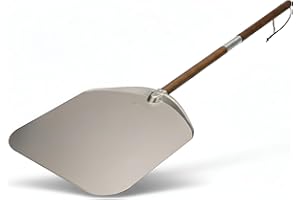 Q Pizza Aluminum Pizza Peel 14in with Long Wood Handle for Grill Oven, Large Pizza Paddle Outdoor Grill Oven Accessory for Ba