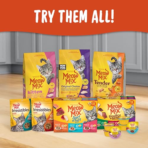 MEOW MIX POULTRY AND SEAFOOD WET CAT FOOD, VARIETY PACK, 2.75 OUNCE CUP (PACK OF 12)