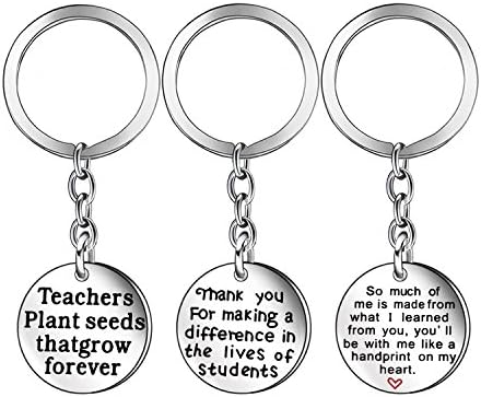 3Pcs Teacher Appreciation Gift Key Chain Ring Jewelry Gifts Bag Box for Women Men