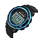 Fanmis Multi Function Alarm Stopwatch Digital LED Quartz Watch Solar Power Black Sports Watches (Blue)