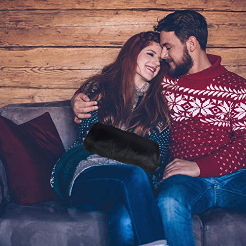 Wed2BB Faux Fur Hand Muffs Women Warm Faux Fur Muffs Black