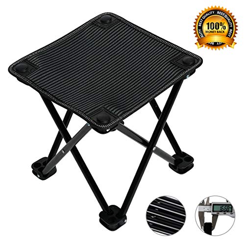 iphonepassteCK Outdoor Mini Portable Camping Folding Stool Folding Chair Lightweight Collapsible Chair Stool for Fishing,Travel,Hiking,Picnic,Garden,Beach,Barbecue (Black 10.2″x10.2″x9.8″)