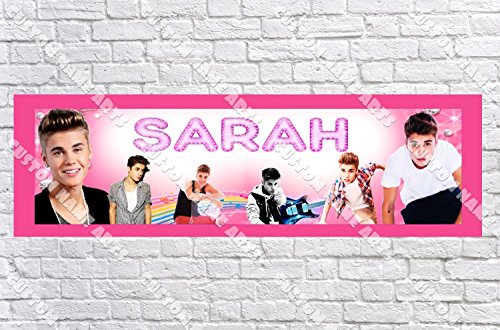 Personalized Justin Bieber Banner - Includes Color Border Mat, With Your Name On It, Party Door Poster, Room Art Decoration - Customize