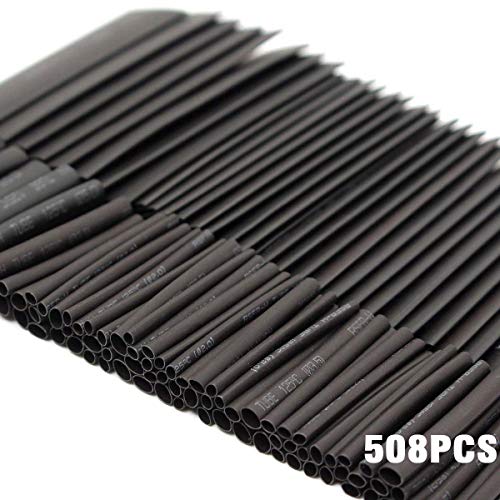 Sopoby Heat Shrink Tubings, 508pcs Wire Wrap Cable Sleeve Tube Sets, Electric Insulation Tube Assorted Size 2-13mm Black