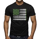 SR Marijuana Flag Men's Crew-Neck Hemmed Sleeves T-Shirt Funny Weed Smoker Shirts-Black-Large