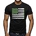 SR Marijuana Flag Men's Crew-Neck Hemmed Sleeves T-Shirt Funny Weed Smoker Shirts-Black-Large