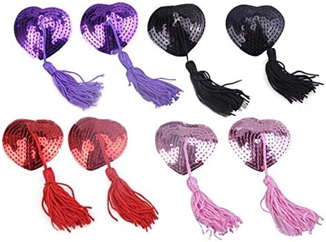 Pyracin(TM) Hot Sales Self Adhesive Sequin Tassel Cover Heart Shape Cover Pasties Petals