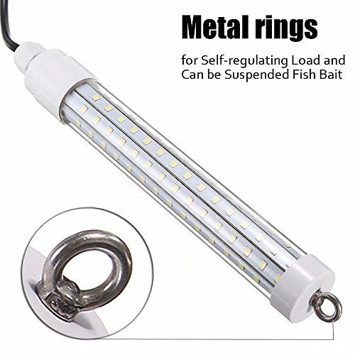 HonsCreat 12V 10W 180 LEDs 2000 Lumens LED Submersible Fishing Light Underwater Fish Finder Lamp with Battery Clip & 5m Cord