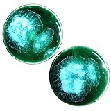 Pair - Emerald Falls Glass Essential Oil Ear Plugs Organic Handmade Ceramic double-flared body jewelry