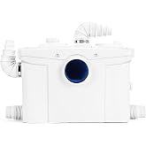 1200W Macerator Pump with PCB Function Toilet Pump Utility Sink Pump Upflush to 39.4FT 2800GPH Macerating Toilet System with 4 Water Inlets 2 Outlets for Toilet Sink Shower Laundry Kitchen Basement