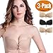 NUOYI Women's Strapless Self Adhesive Silicone Invisible Push-up Bras , Pack of 3(1 black and 2 beige)