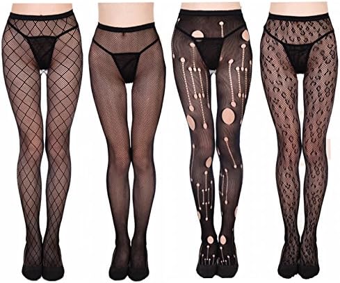 4 Pairs Women Black Fashion Sexy Hollow Out Fishnet Pantyhose Stockings Leggings Sock Tights