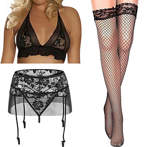 Lingerieset sexy lingerie met hoge taille, 4-delig, ondergoed, kant, bustier, slip, kousenband voor dames, lingerieset… - Image 3