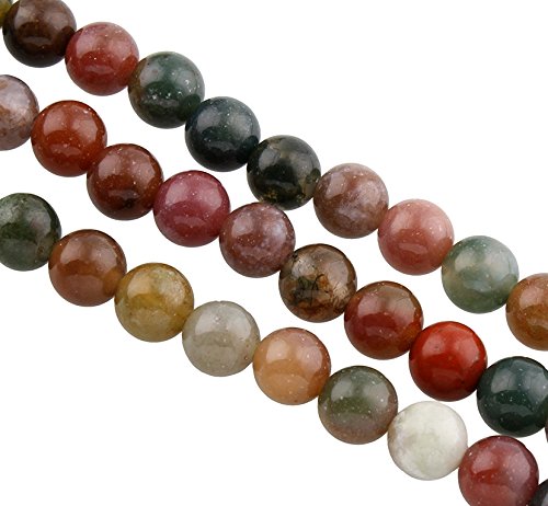 Natural Indian Agate Beads 8 mm and 6 mm Colourful Round Gemstones Semi-Precious Gemstone Jewellery Beads Gemstone for DIY Chain (6 mm)