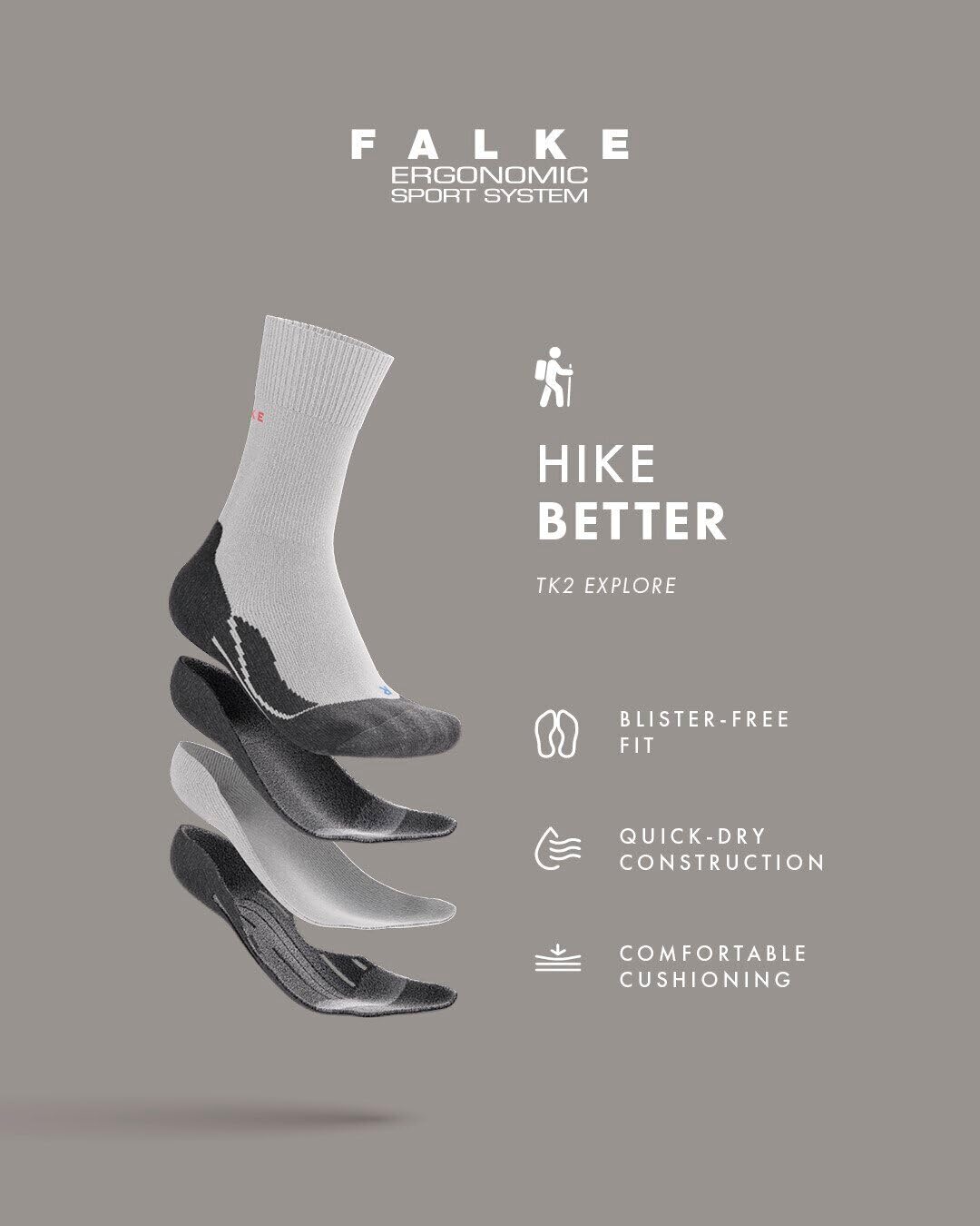 FALKE Herren Wandersocken TK2 Explore M So Wolle Funktionsmaterial antiblasen dick 1 Paar, Blau Blue Note 6545, 39-41 5