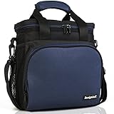 Insulated Lunch Bag: InsigniaX Adult Lunch Box For Work, Men, Women With Adjustable Strap, Front Pocket and Side Pocket [Unisex Lunch Bags] H: 8.4