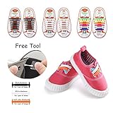 No Tie Shoelace for Kids and Adults with Free Tool, KeyWants Elastic Silicone Shoes Laces Fit for Sneaker, Casual Shoes (Kids, 3 Pairs)