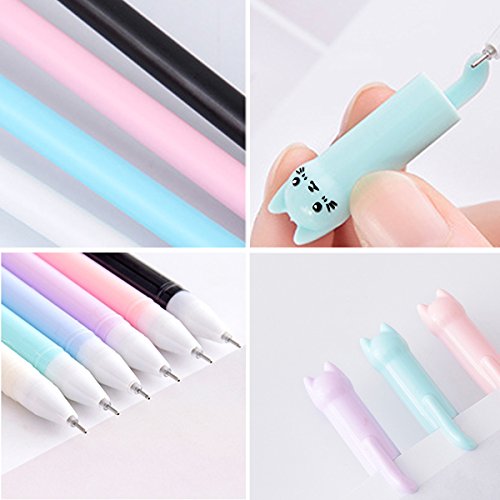 12 Pieces Cute Cat Pen 0.5 mm Gel Pens Black Ball Point Pens for School Office Supplies - Thumbnail 6