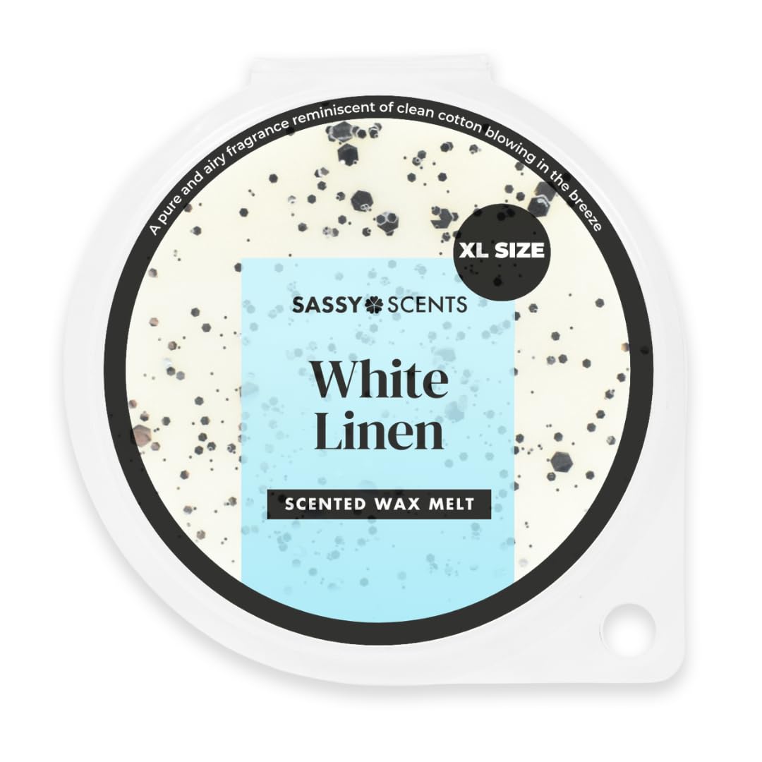 Sassy Scents White Linen Wax Melts | Up to 108 Hours Burn Time | Made in the UK | 70g XL