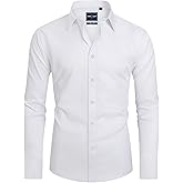 Alimens & Gentle Stain Sheild Dress Shirts for Men Slim Fit Mens Dress Shirts Long Sleeve Button Down Shirt Men Shirts