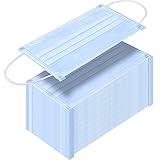 TecUnite 100 Pack Disposable Face Masks Breathable Dust Filter Masks Mouth Cover Masks with Elastic Ear Loop (Blue)