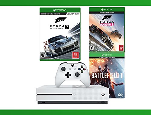 Xbox-One-S-500-GB-Battlefield-1-Console-Forza-Horizon-3-Forza-Motorsport-7-WWE-2K16-Bundle-4-Items