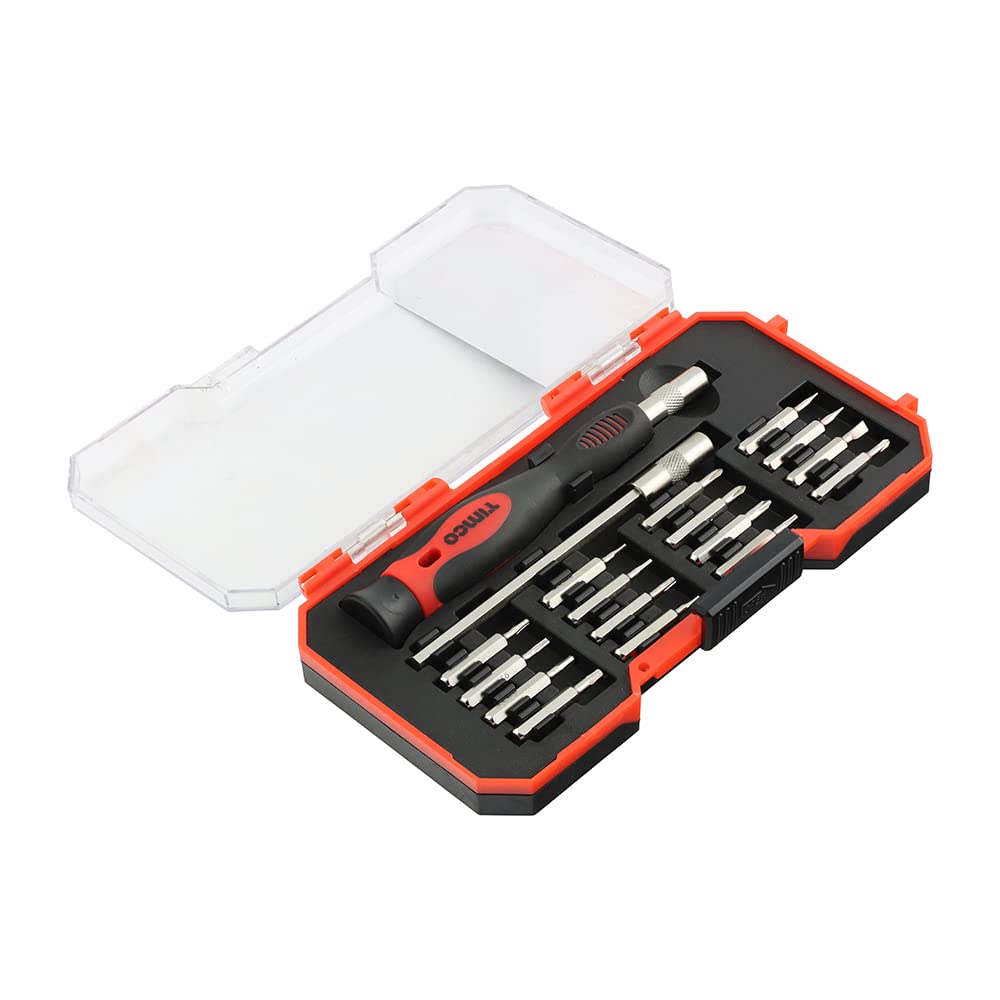 TIMCO Precision Screwdriver Bit Set - Precision Screwdriver with Interchangeable Driver Bits - 18 Pieces - Ideal for Installing and Removing Electrical Components,Silver