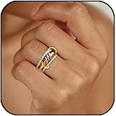 KNOJKO Multi Linked Stackable Rings for Women Mixed Metal CZ Stacking Bands Connected Interlocked Ring Set Daily Party Wear Jewelry