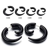 Mens Black Horn Claw Stud Earrings Cheater Fake Ear Plugs Gauges Illusion Tunnel, 2pcs