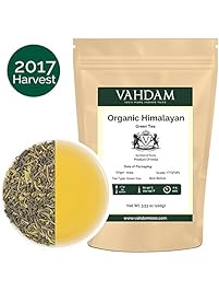 Organic Green Tea Leaves from Himalayas (50 Cups), 100% Natural Detox Tea, Powerful Anti-Oxidants, 2017 Fresh Harvest, Green Tea Loose Leaf, 3.53oz