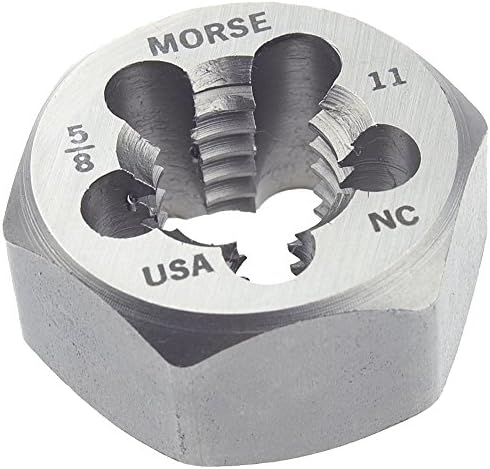 Morse Cutting Tools 31332 Hexagon NPT Taper Pipe Rethreading Dies, Carbon Steel, Bright Finish, 3/8" Thick, 1/8", 27 Size