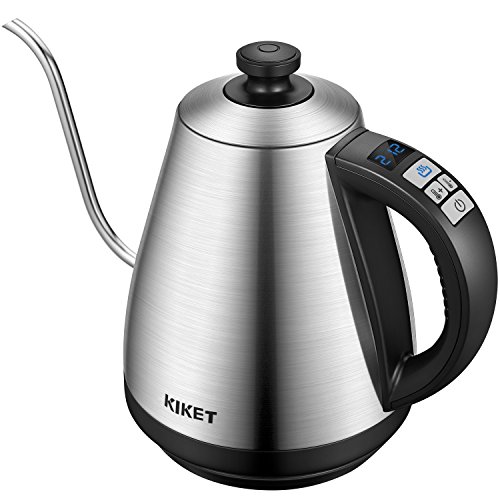 Electric Kettle Temperature Control Gooseneck Kettle Electric with LED Display, Pour Over Coffee Kettle Stainless Steel Water Boiler by KIKET, 1000W
